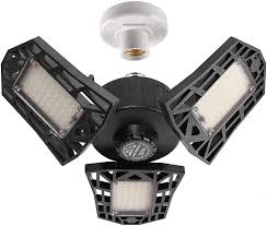 2 Pack Garage Lights 60w Led Garage Lighting 6000lm 6500k Led Three Leaf Garage Ceiling Light Fixtures Led Shop Light With Adjustable Multi Position Panels Triple Glow Light For Garage Workshop Amazon Com