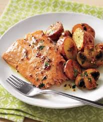 Roasted Salmon With Potatoes And Mushrooms Recipe Recipe Easy Salmon Recipes Food Recipes