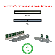 Led T8 Retrofit Kit Converts Two 8ft Fluorescent Tubes Into 4 4ft Led Tube Lights