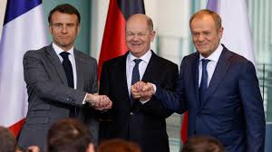 Scholz, Macron and Tusk affirm unity on Ukraine after ground troops rift