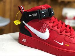 Womens Mens Nike Air Force 1 Mid Utility Red Black Shoes 2