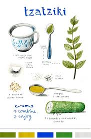 Art I Heart Felicita Sala Oh The Lovely Things Recette Illustree Nourriture Grecque Tzatziki