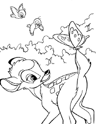 Disegni Da Colorare Bambi Con Farfalle E Uccellini Disegni Da