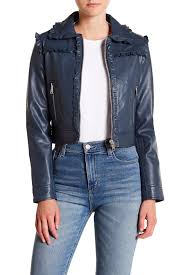 Walter Baker Jessie Ruffle Trimmed Leather Jacket Leather Jacket Jackets Ruffle Trim