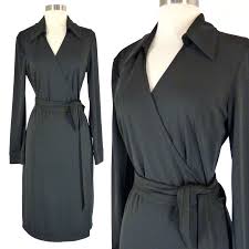 Express Black Classic Wrap Dress 11 12 L Collared Long Sleeve Jersey Long Sleeve Wrap Dress Wrap Dress Express Wrap Dress