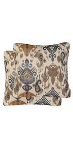 It's extra plush for supreme comfort, has a naturally wrinkled look and unique hand stitching floral pintuck. Amazon Com Mika Home Set Of 2 Jacquard Tropical Leaf Pattern Throw Pillow Covers Decorative Pillowcase 20x20 Inches Blue Cream Home Kitchen