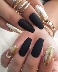 Matte nail polishes look so trendy and here is an example of the gorgeous designs you can create. 28 Beautiful Natural Short Coffin Nails Design Ideas This Summer Gold Nail Designs Metallic Nails Design Black Nail Designs