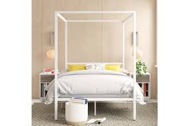 This canopy bed is made of metal, very sturdy.it comes with two sturdy and sophisticated headboards and many refresh your sleepscape with this stylish canopy bed frame. Zinus Patricia White Metal Steel Four Poster Bed Frame Platform Canopy Bedroom Furniture Double Queen Single Size Matt Blatt