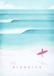 Biarritz Poster Print By Henry Rivers Displate Surf Poster Surf Art Travel Poster Design