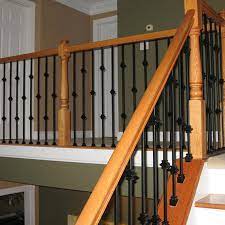 Wm Coffman 44 In X 1 2 In Satin Black Double Knuckle Hollow Iron Baluster 800985 The Home Depot Stair Railing Makeover Iron Balusters Stair Balusters