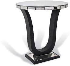 Art deco side table black. Art Deco Curvy Side Table Mirrored Top Black Base Side Tables