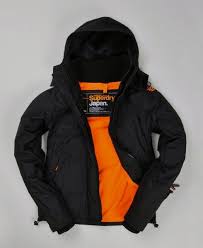 Black And Orange Jacket Mens Mens Hooded Polar Windcheater In Black Neon Orange Neon Orange Superdry Jackets Jackets Mens Jackets