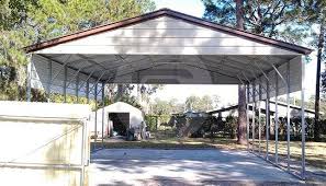 14 gauge galvanized steel framing with center bracing and 29 gauge metal. 24x36 Vertical Roof 4 Car Carport Gabled Ends Carport
