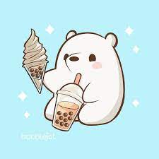 We Bare Bears Fan Art Featuring A Cute Little Bubble Tea And Ice Cream Boba Tea Adorable Little Polar Polar Bear Drawing Ice Bear We Bare Bears Bear Wallpaper