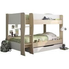 Lits superposés avec échelle produits similaires. Gami Lit Superpose Avec Tiroir Made In France Decor Chene Clair Et Blanc Sommiers Inclus 2x90x200 Cm Riou Cdiscount Maison