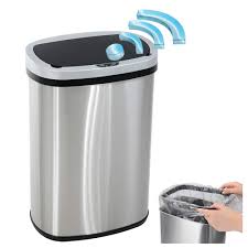 Kmart has kitchen trash cans. Amazon Com Stainless Steel Garbage Trash Can 13 Gallon 50l Kitchen Trash Can Touch Free Automatic Sensor Trash Bin With Lid Home Bathroom Office Restroom Brushed Large Dustbin Silver Industrial Scientific