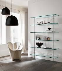 Tonelli Trasparenza Glass Bookcase Living Room Furniture Ultra Modern Glass Bookcase Glass Shelves Shelves