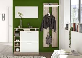 Garderobe in lack grau mit absetzungen in nussbaum. Eiche Garderobenset 3 Teilig Track B H T Ca 155 190 25 Cm Sonoma Eiche Weiss Angebot 17 Rabatt Komplette Garderoben