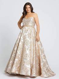 Strapless Floral Brocade Ball Gown Oyster Gold In 2020 Ball Gowns Full Figure Dress Ball Gown Dresses