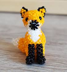 Beaded Animals Beaded Keychain Bead Animals Beaded Fox Etsy In 2020 Beaded Keychains Beaded Animals Animal Crafts For Kids