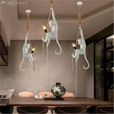 Loft Style Modern Handmade Resin Monkey Edison Pendant Lamp Hemp Rope Pendant Light For Home Lighting Bar C Rope Pendant Light Led Pendant Lights Home Lighting