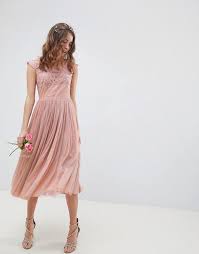 Asos Asos Design Bridesmaid Embroidered Mesh Midi Dress Blush Midi Dress Midi Bridesmaid Dress Lavender Bridesmaid Dresses