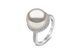 Black And White Pearl Ring With Diamonds Pin On Pearls