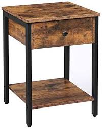 Amazon Com Hoobro Nightstand 2 Tier End Table Industrial Side Table With Drawer And Storage S In 2020 Wood Accent Table Side Table With Drawer Industrial Side Table