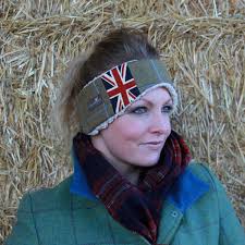 Union Jack Tweed Ear Warmer in Amber