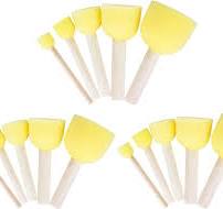15 esponjas redondas de pintura, esponjas de espuma, palitos de esponja,  plantilla de espuma, esponja con mango de madera, herramientas de pintura :  ...