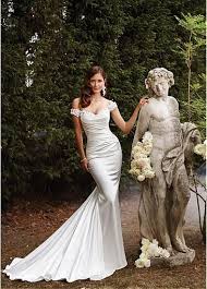 Not Quite Right Delicate Stretch Satin Off The Shoulder Mermaid Wedding Dr Satin Mermaid Wedding Dress Wedding Dresses Beaded Sophia Tolli Wedding Dresses
