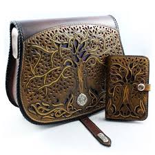 Leather Cross Body Bag And Wallet Handmade Engraved Leather Etsy In 2020 Leather Crossbody Bag Engraved Wallet Leather Hip Bag