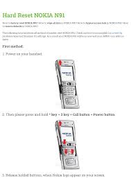 Hard Reset NOKIA N91