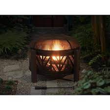 Garden Treasures 31 In W Black With Golden Brush Steel Wood Burning Fire Pit Lowes Com Wood Burning Fires Wood Burning Fire Pit Fire Pit