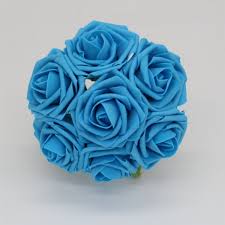 Purple and teal wedding party flower set, fake silk wedding flowers for bridal p | ebay Turquoise Blue Artificial Wedding Flowers Fake Roses Vanrina