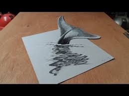 How I Draw A 3d Blue Whale Illusion Drawings 3d Drawings Realistic Drawings