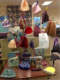 Great Idea For End Of Winter So Many Lost And Found Hats And Gloves Book Display Craft Booth Displays Library Display Ideas