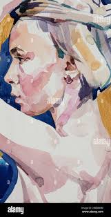 Painting eye woman portrait hi-res stock photography and images