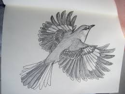 Bird With Wings Spread Drawing Easy Mockingbird Flying Bird Tattoo Hawaiian Tattoo Birds Tattoo