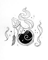 Inktober 2019 07 Enchanted Witch Drawing Bottle Drawing Art