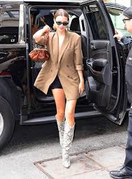 Emily ratajkowski can turn any street into her own catwalk. Emily Ratajkowski Emily Ratajkowski Grey Knee High Snakeskin Boots 2019 Image 0 Sassy Daily Fashion News