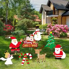We offer a variety of outdoor christmas and holiday decorations as well as different brands on the items. Joytplay Pack Of 8 Christmas Yard Signs With Stakes For Holiday Lawn Yard Outdoor Decorations Christmas Holiday Decorations Outdoor Multi Amazon Co Uk Garden Outdoors