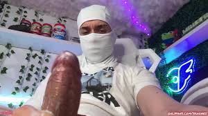 Masked man milks the cum out of his cock (LOTS OF CUM)