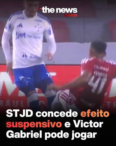 VOLTARAM ATR&Aacute;S? O STJD concedeu efeito suspensivo para Victor Gabriel, Zagueiro do Internacional que quebrou a perna de Gabriel Pec, do Cruzeiro. Victor havia sido suspenso at&eacute; que Pec voltasse aos treinamentos,