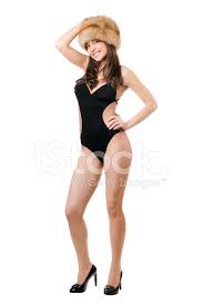 Free for commercial use no attribution required high quality images. Nice Brunette In Black Swimsuit And Fur Cap Stock Photos Freeimages Com