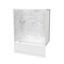 Whirlpool tub with shower whirlpool tub with shower one piec. Maax Utile Marble Carrara 60 X 32 X 81 Inch Tub Shower Combo With New Town Bath Left Drain The Home Depot Canada