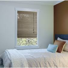Home Decorators Collection Driftwood Brown Beveled Reed Weave Bamboo Roman Shade 46 In W X 4 Bamboo Window Shades Bamboo Shades Home Decorators Collection
