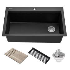In this guide, we'll be exploring everything you need to know about fireclay farmhouse sinks, and whether they might be the right fit for you. Workstation 33 Drop In Granite Composite Single Bowl Kitchen Sink In Metallic Black With Accessories