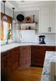 Maybe I Ll Stain My Hickory Cabinets Darker And Get Light Colored Counters Kitchen Remodel Small Home Kitchens Craftsman Kitchen