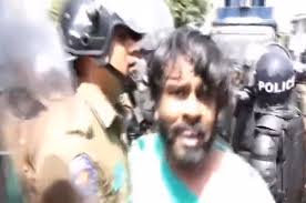 Sri Lanka: Police fire tear gas to disperse TU protest; Journalist  Uduwaragedara arrested. • Sri Lanka Brief